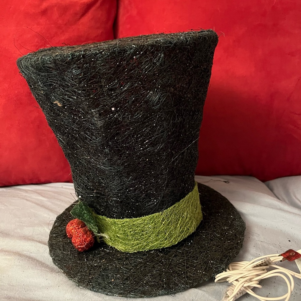 NEW! Festive Black/Green Holiday Hat Decoration tree topper or other decorative